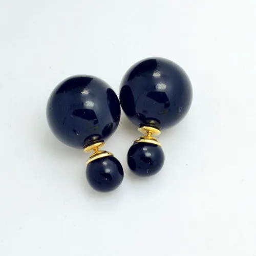New Fashion jewelry double side 16MM pearl stud gift for women girl mix color