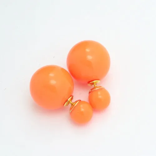 New Fashion jewelry double side 16MM pearl stud gift for women girl mix color