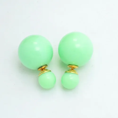 New Fashion jewelry double side 16MM pearl stud gift for women girl mix color