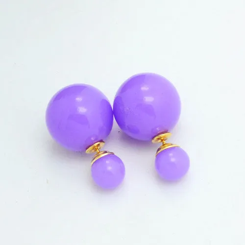 New Fashion jewelry double side 16MM pearl stud gift for women girl mix color