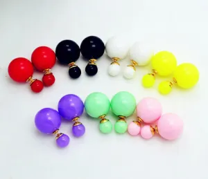 New Fashion jewelry double side 16MM pearl stud gift for women girl mix color