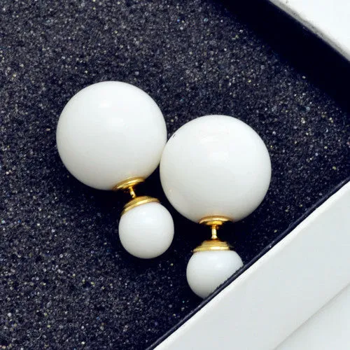 New Fashion jewelry double side 16MM pearl stud gift for women girl mix color