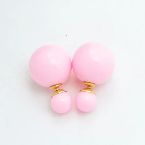 New Fashion jewelry double side 16MM pearl stud gift for women girl mix color