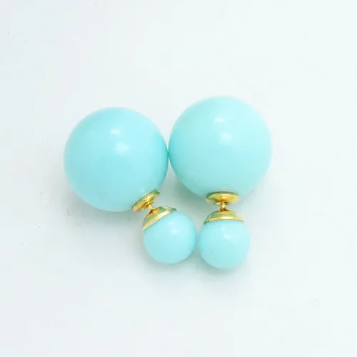 New Fashion jewelry double side 16MM pearl stud gift for women girl mix color