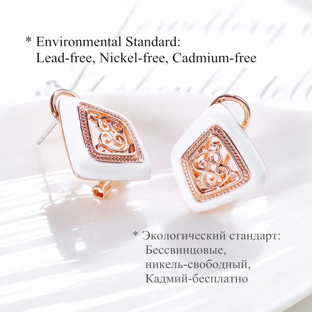 New Fashion Jewelry for Women Rose Gold Plated Stud Earrings for Vintage Double Earrings