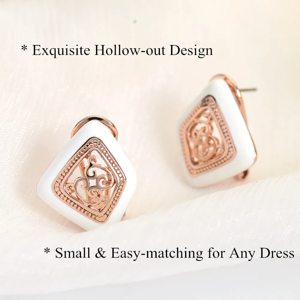 New Fashion Jewelry for Women Rose Gold Plated Stud Earrings for Vintage Double Earrings