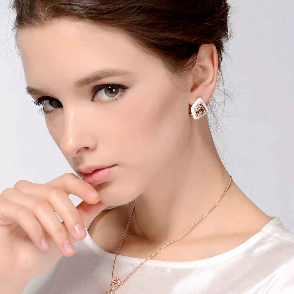 New Fashion Jewelry for Women Rose Gold Plated Stud Earrings for Vintage Double Earrings