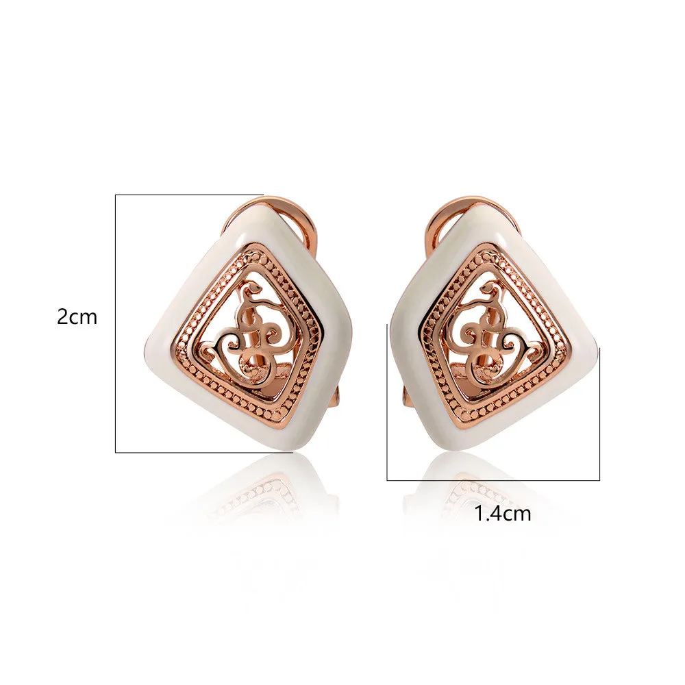 New Fashion Jewelry for Women Rose Gold Plated Stud Earrings for Vintage Double Earrings