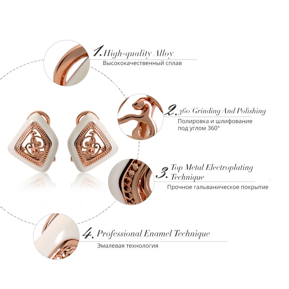 New Fashion Jewelry for Women Rose Gold Plated Stud Earrings for Vintage Double Earrings