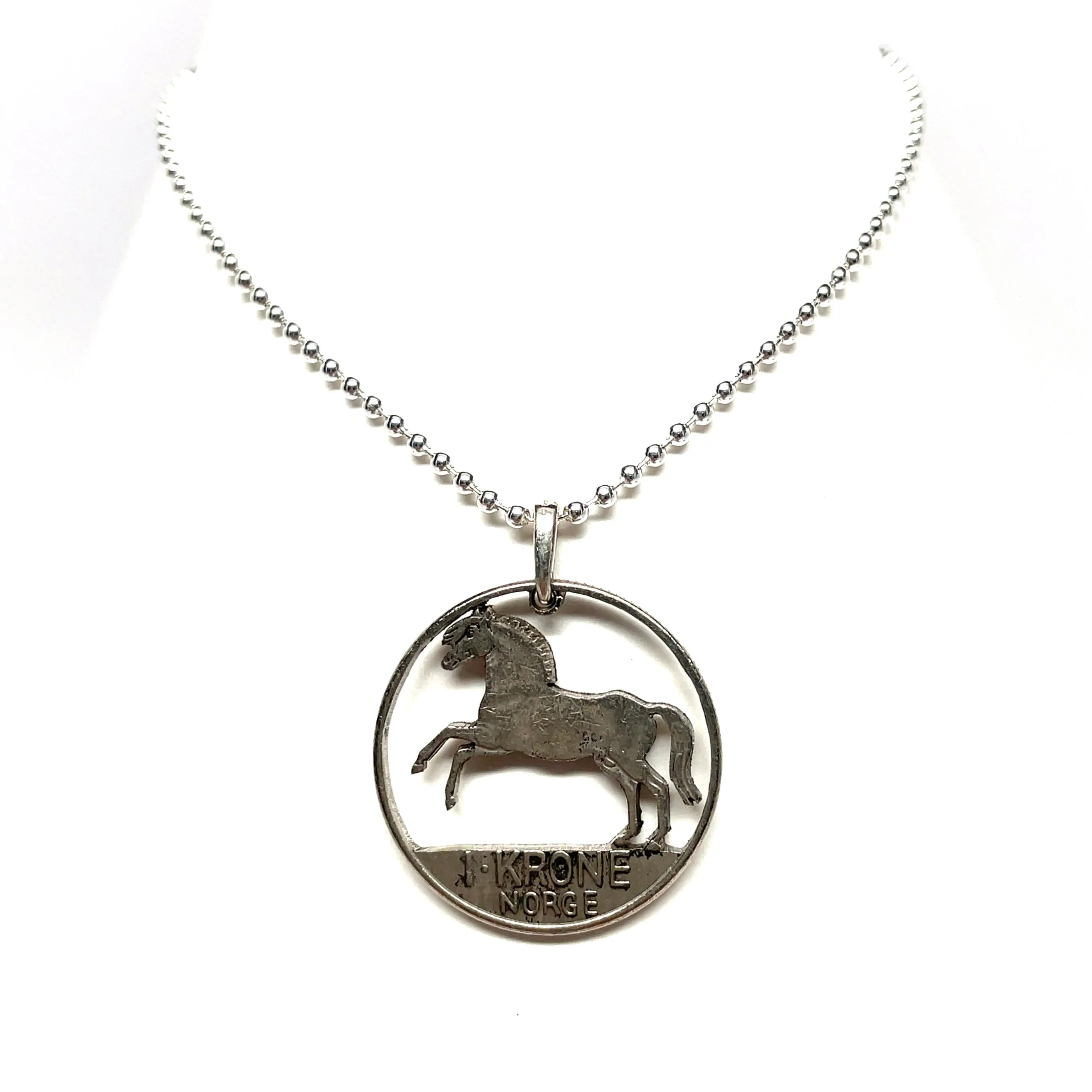 Norwegian Krone Horse Coin Necklace