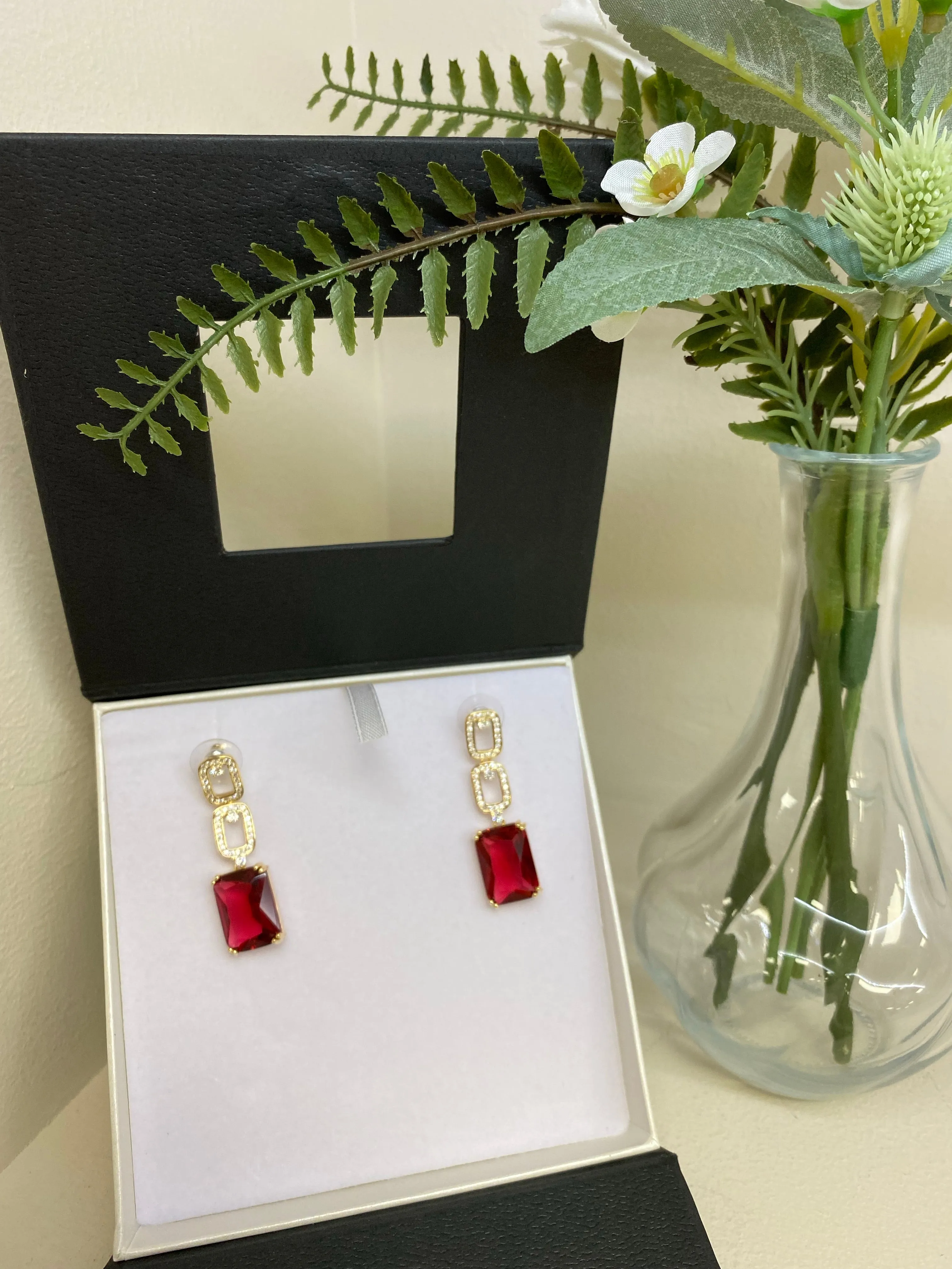 Nour London Rectangular Triple Drop Earrings