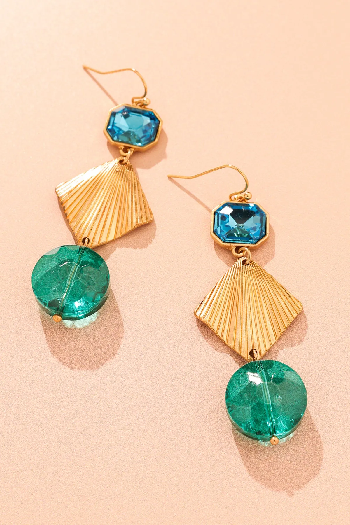 Ocean Jewel Gold Geometric Earrings