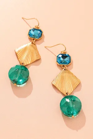 Ocean Jewel Gold Geometric Earrings