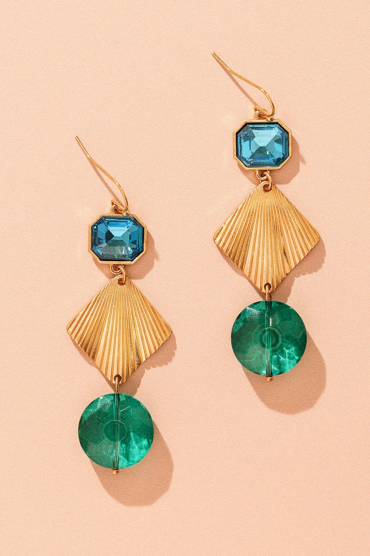Ocean Jewel Gold Geometric Earrings