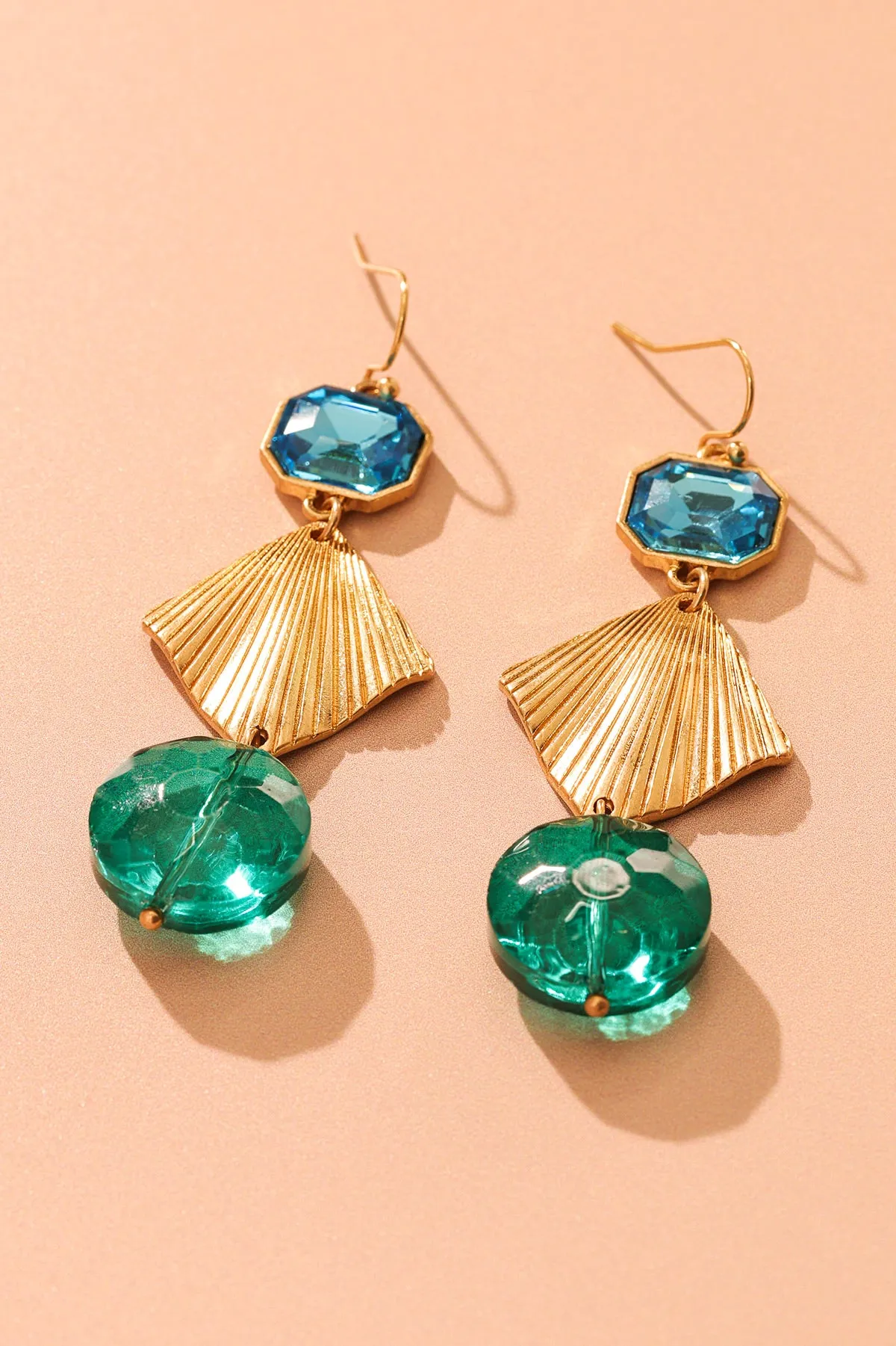 Ocean Jewel Gold Geometric Earrings