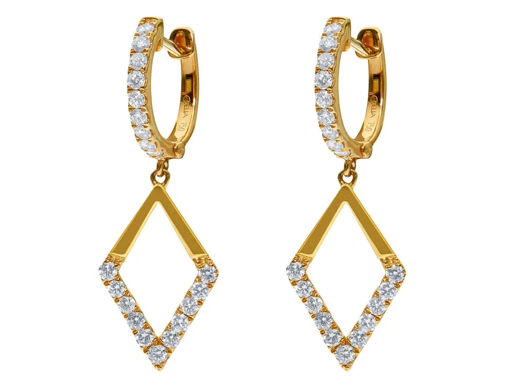 Odelia 18kt Rose Gold Diamond Rhombus Earrings