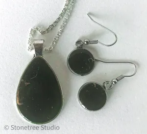 Olive and Gold Necklace and Earrings Set