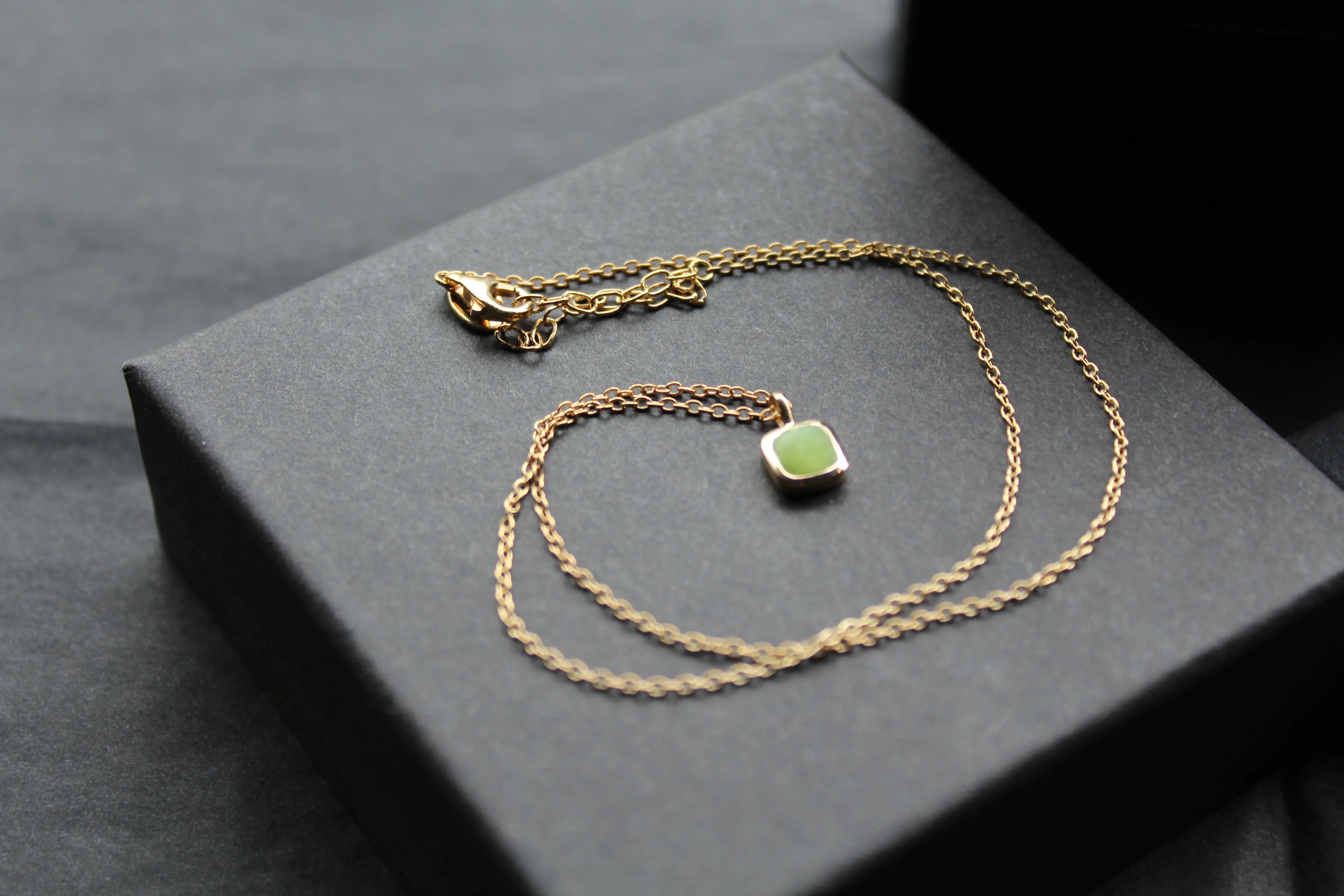 Olive Quartz Necklace with Diamond Tag