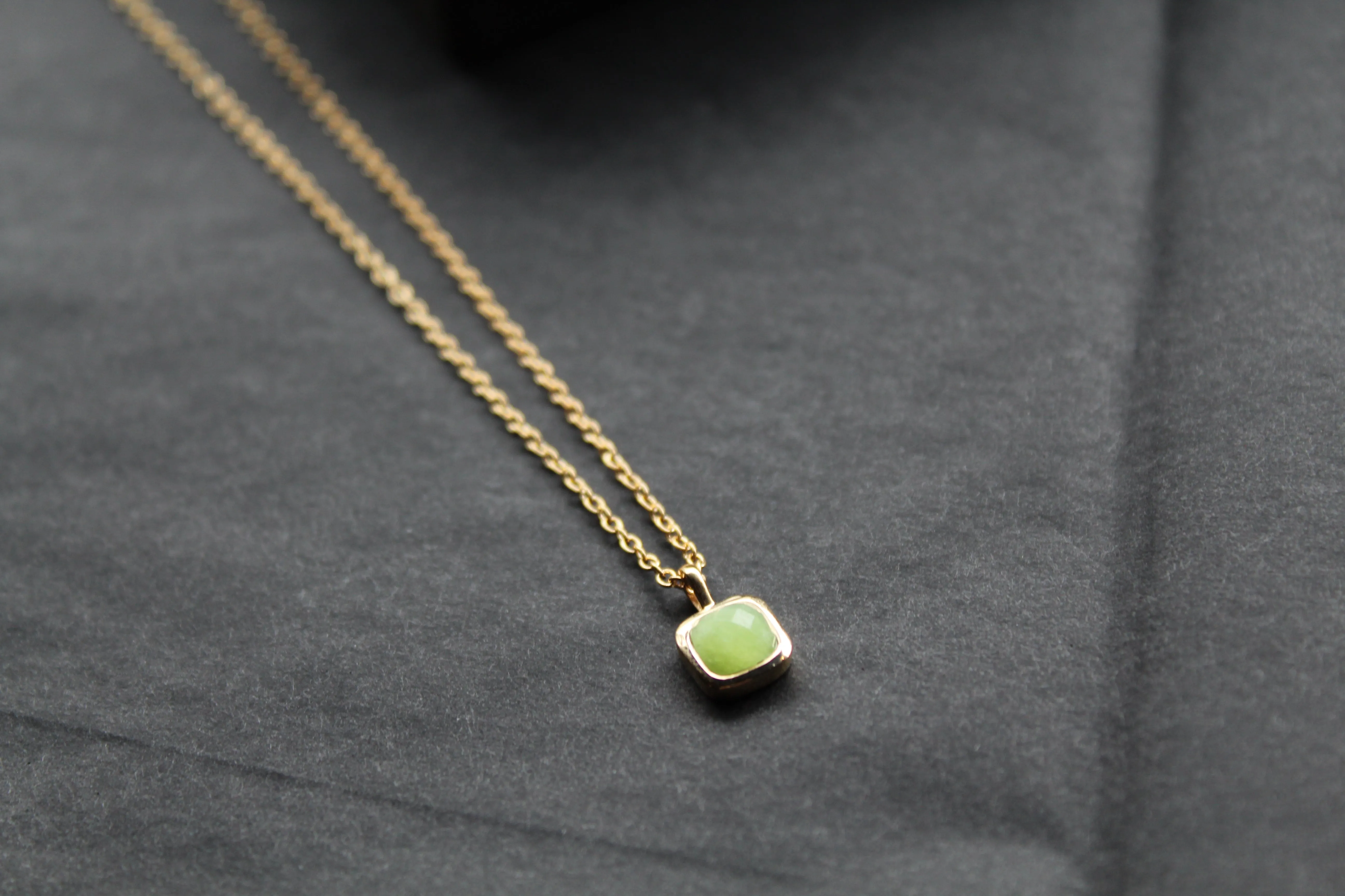Olive Quartz Necklace with Diamond Tag
