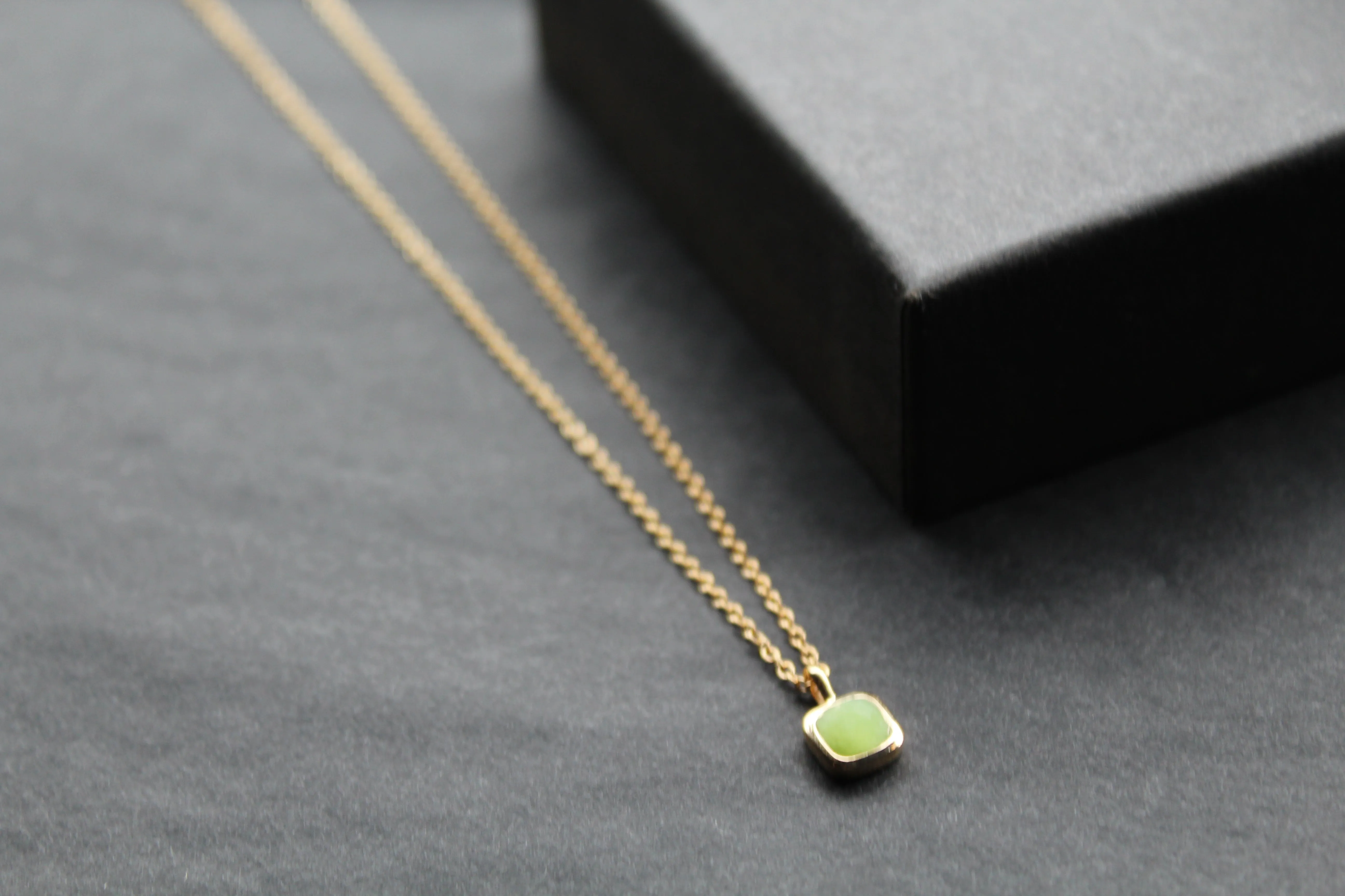 Olive Quartz Necklace with Diamond Tag