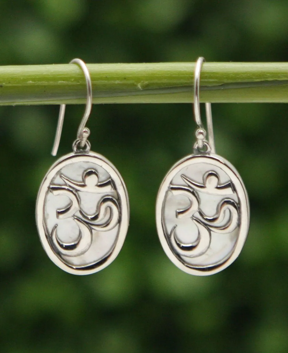 Om Sterling Silver Earrings with Mother of Pearl