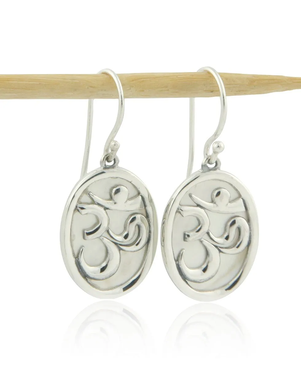 Om Sterling Silver Earrings with Mother of Pearl