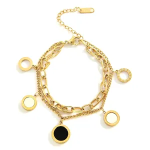 Onyx Orbit Toggle Bracelet – 18K Gold