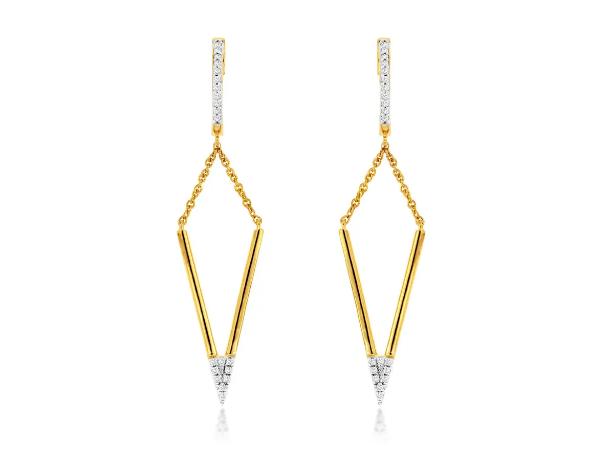 Open Geometric Design Diamond Dangle Earrings