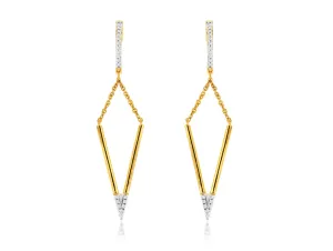 Open Geometric Design Diamond Dangle Earrings