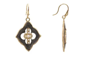 OPEN SCROLL AND PEARL DROP EARRINGS