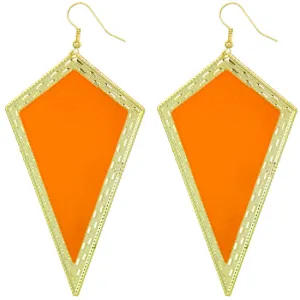 Orange Inverted Triangular Geometric Earrings
