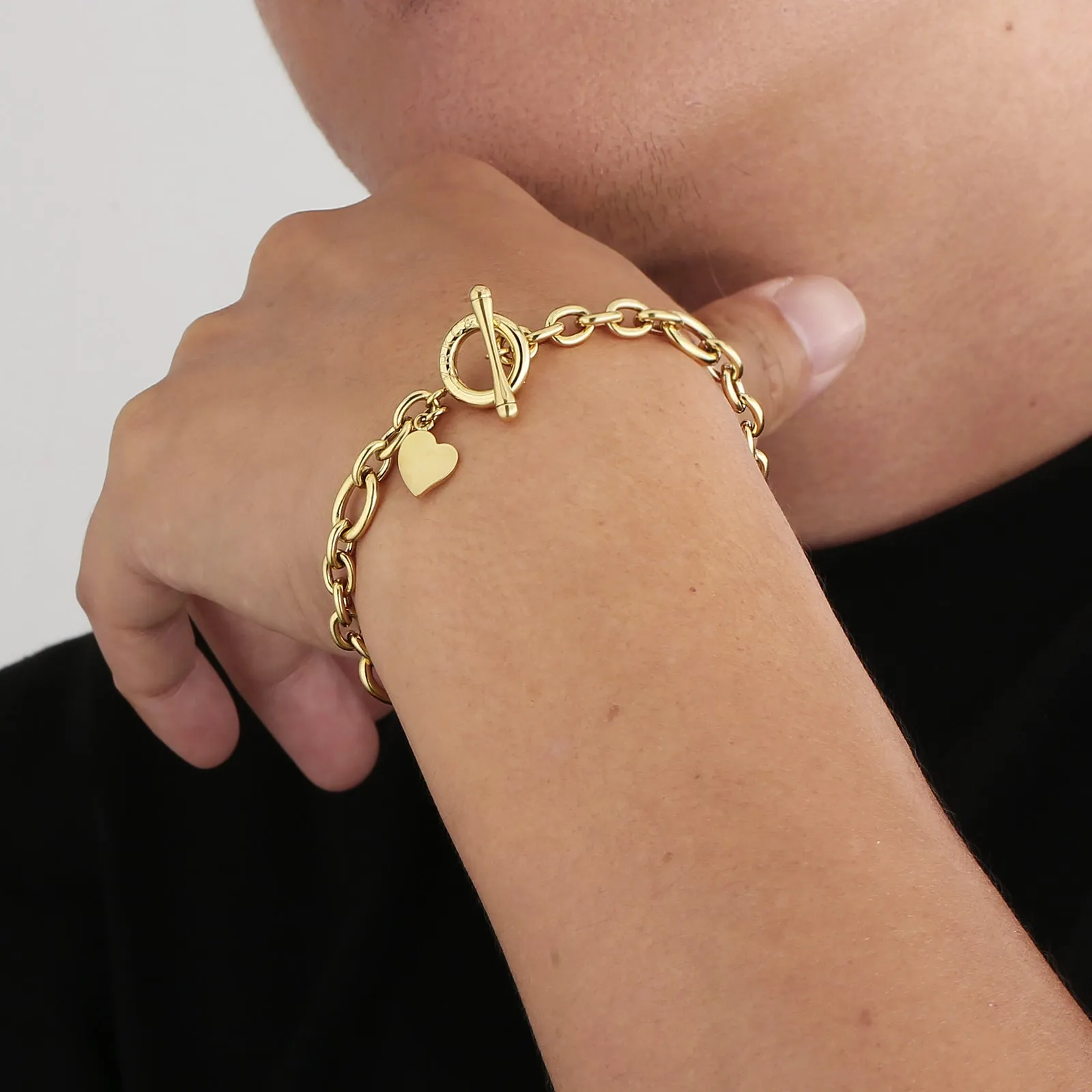 OT Toggle Clasp Stainless Steel Curb Link  Bracelet