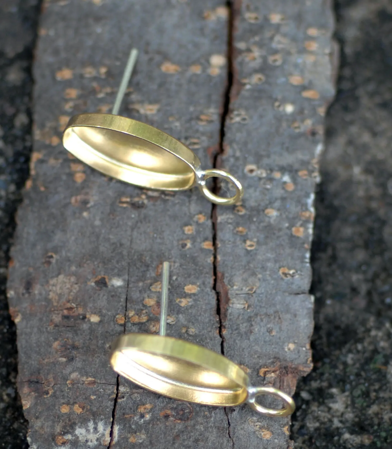 Oval Stud Earring Blanks with Bezel Cups for Resin Jewelry