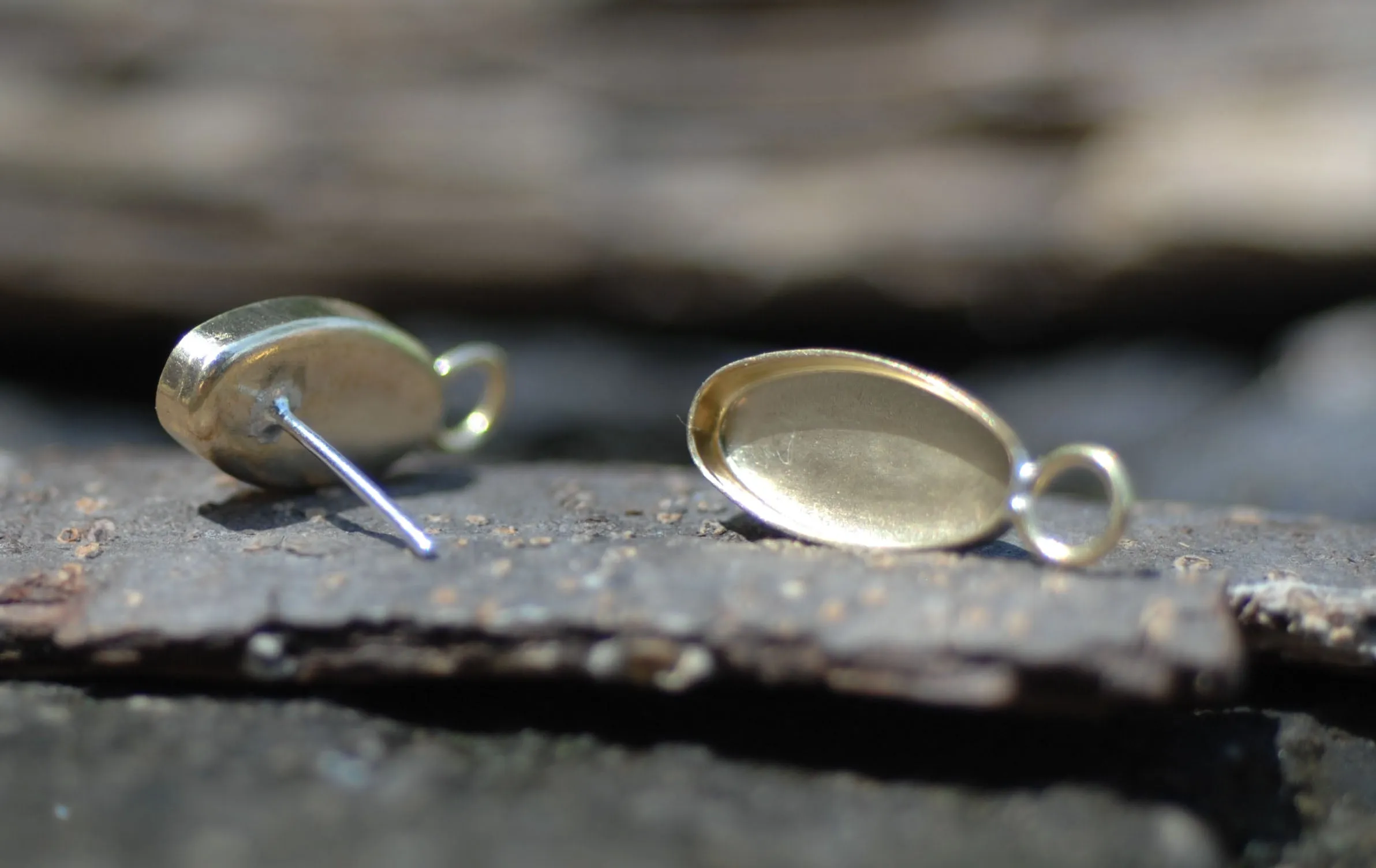 Oval Stud Earring Blanks with Bezel Cups for Resin Jewelry