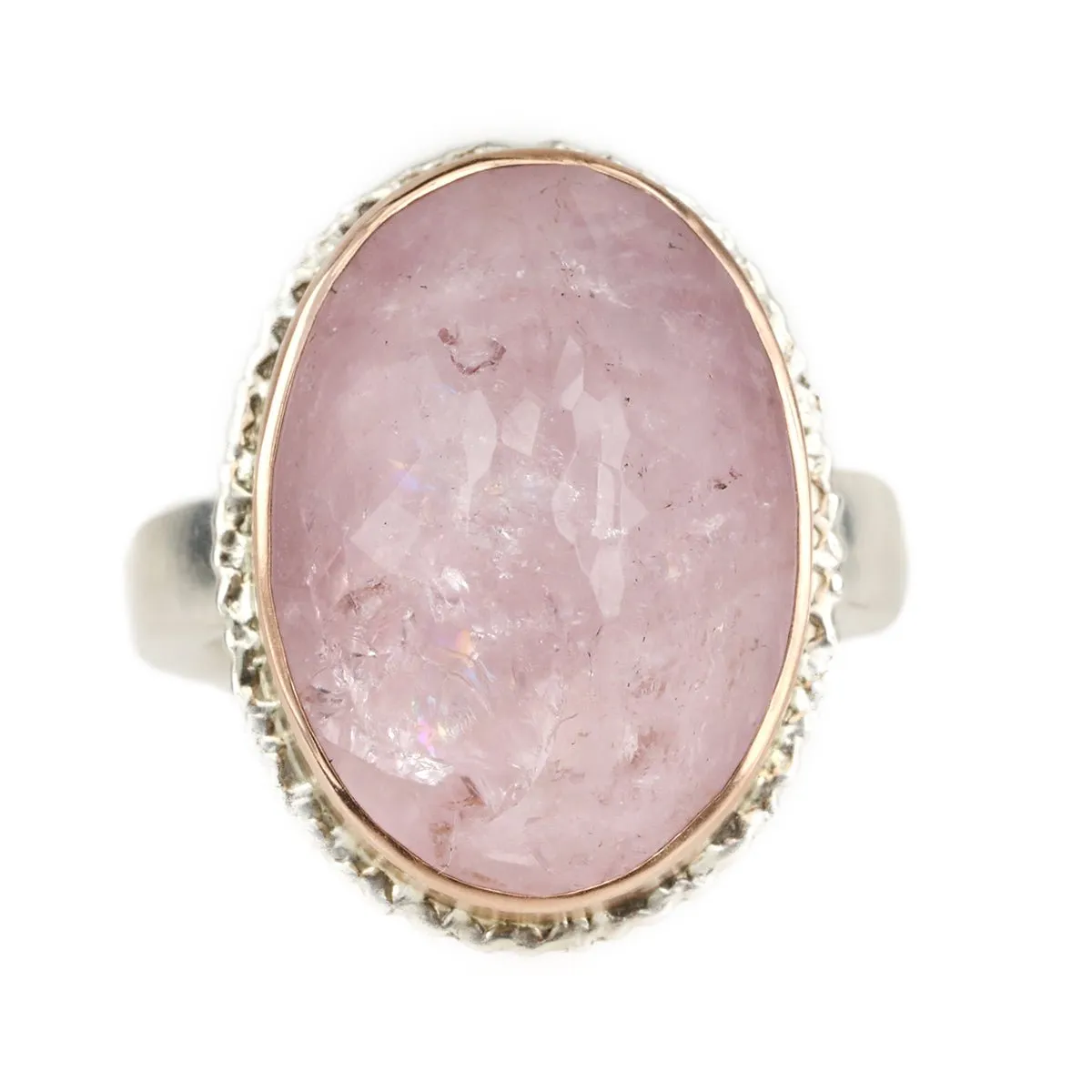 Oval Vertical Morganite Ring in Rose Gold Bezel