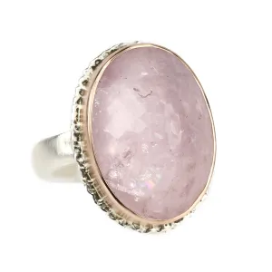Oval Vertical Morganite Ring in Rose Gold Bezel
