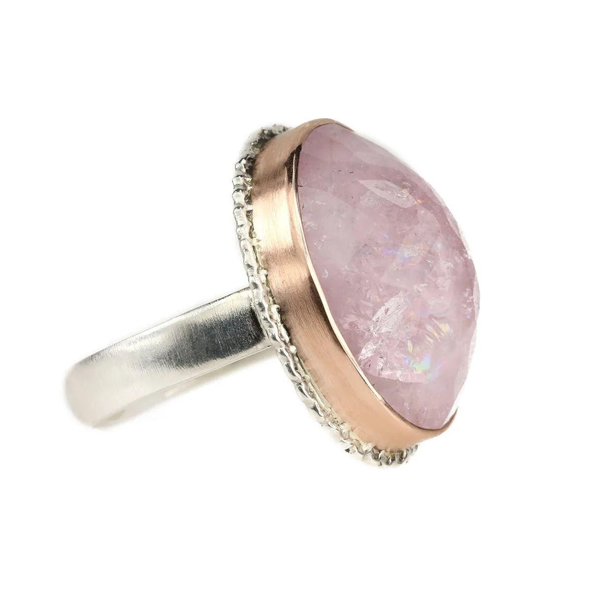 Oval Vertical Morganite Ring in Rose Gold Bezel
