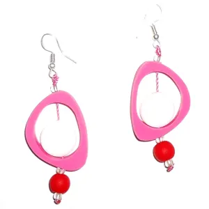 Ovoid Resin Earrings - Fuchsia