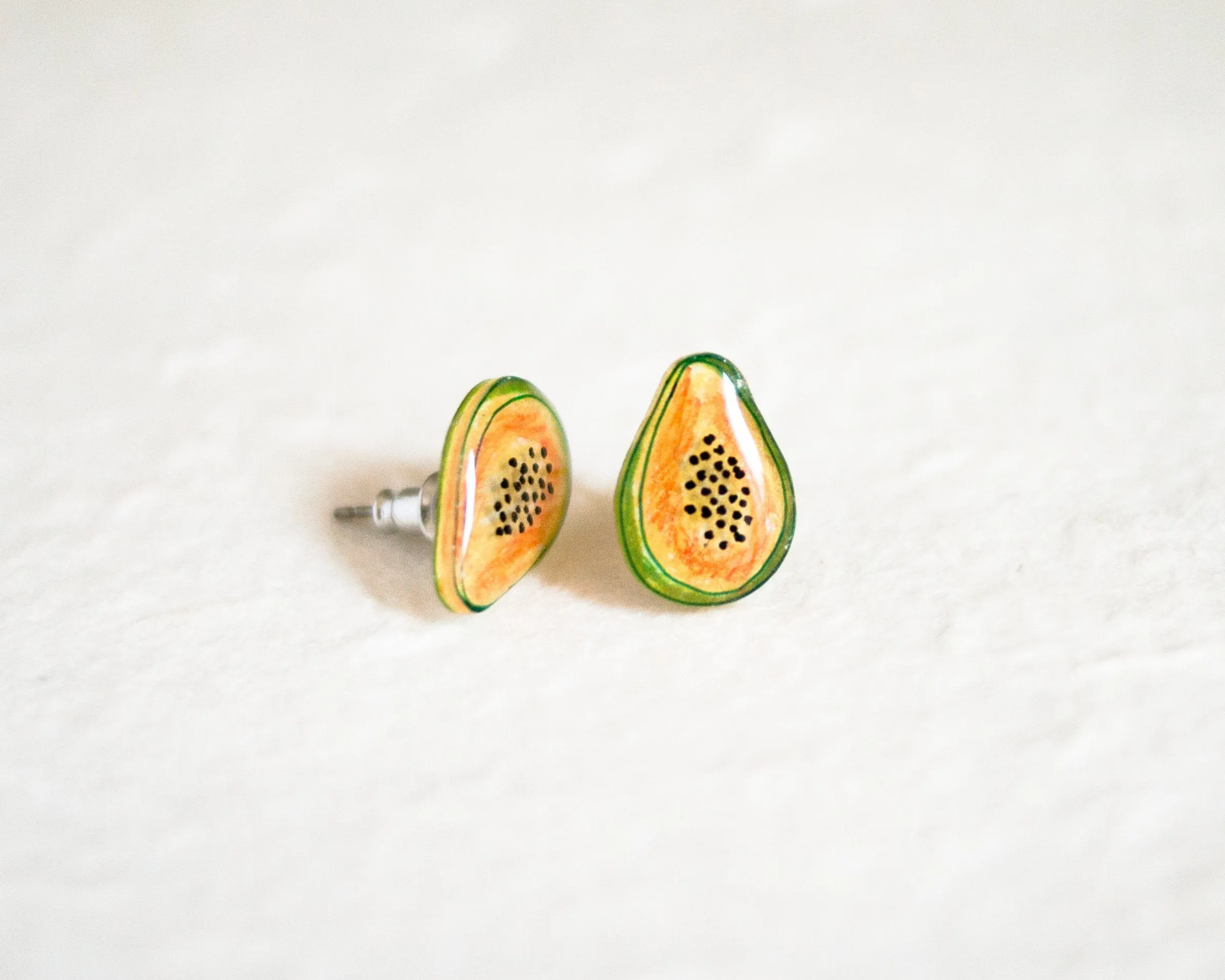 Papaya Tropical Fruit Stud Earrings