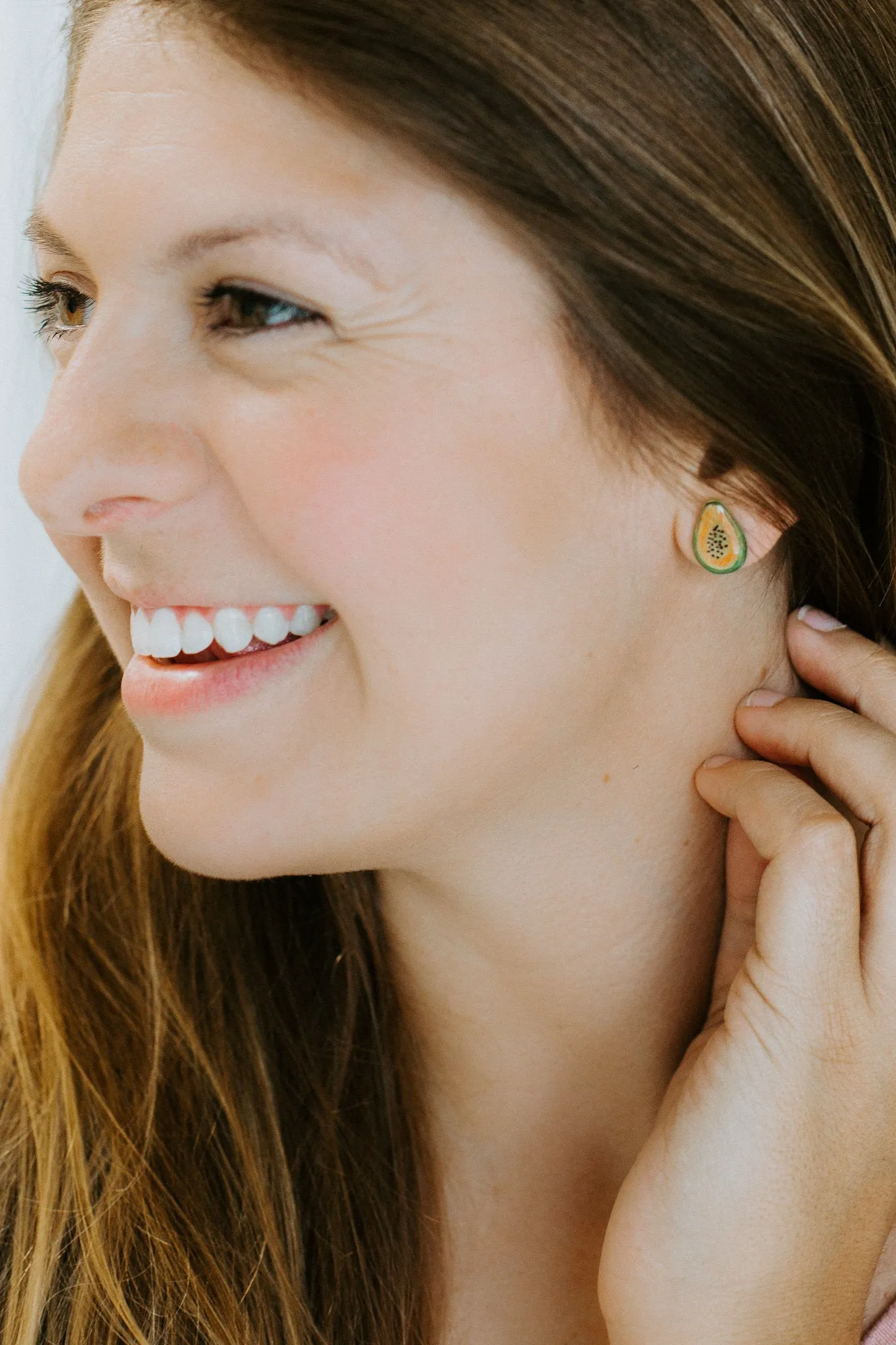 Papaya Tropical Fruit Stud Earrings