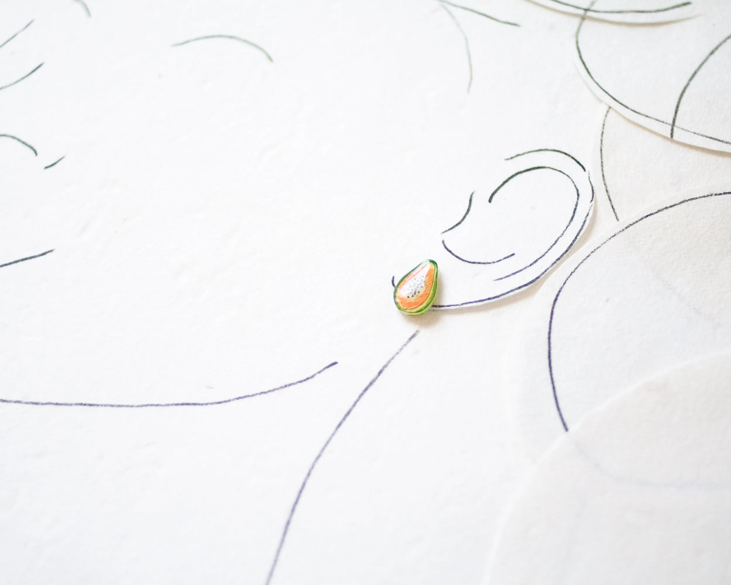 Papaya Tropical Fruit Stud Earrings