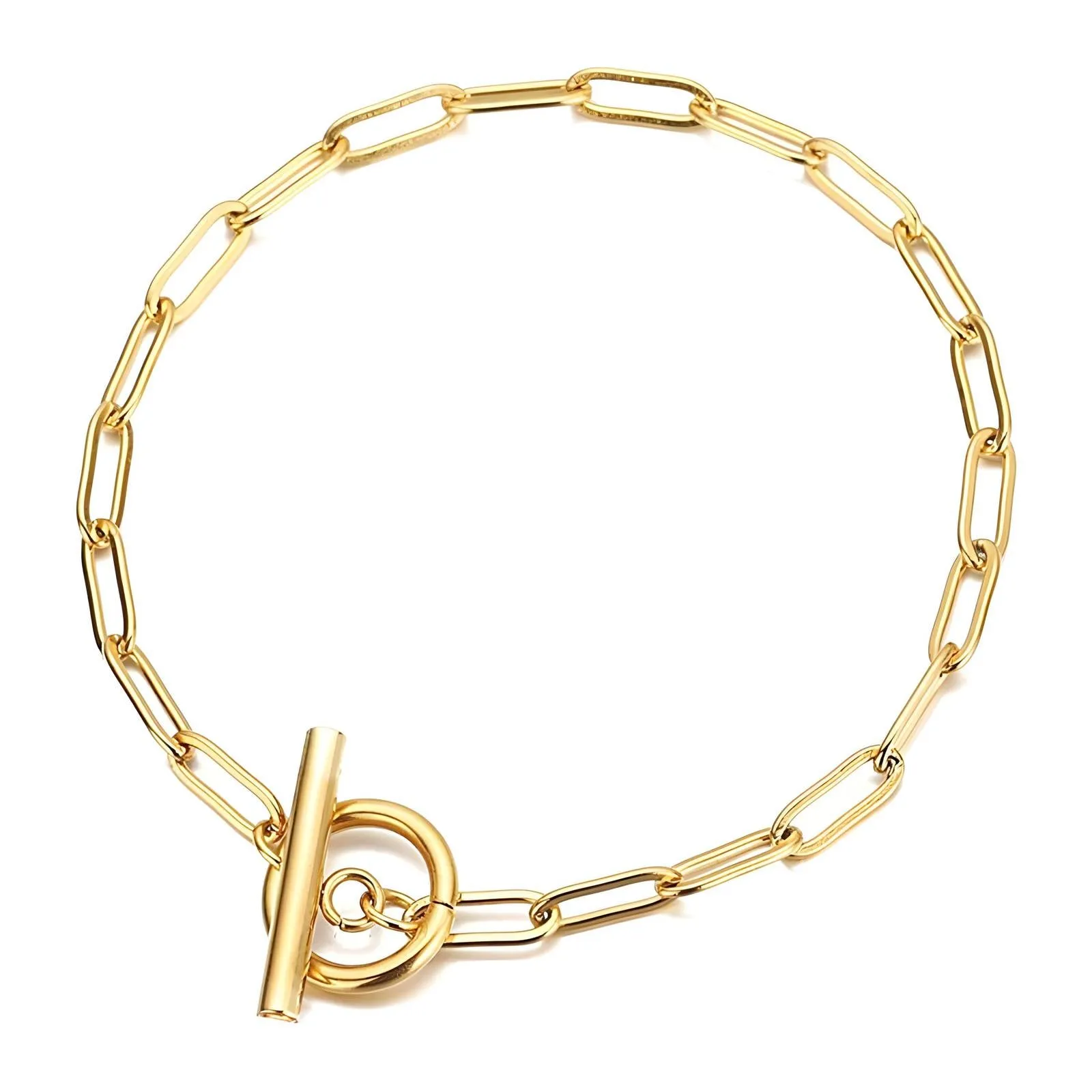 Paperclip Toggle Chain Bracelet – 18K Gold