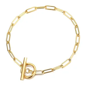 Paperclip Toggle Chain Bracelet – 18K Gold