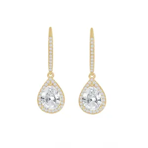 Pear Halo Drop Earrings