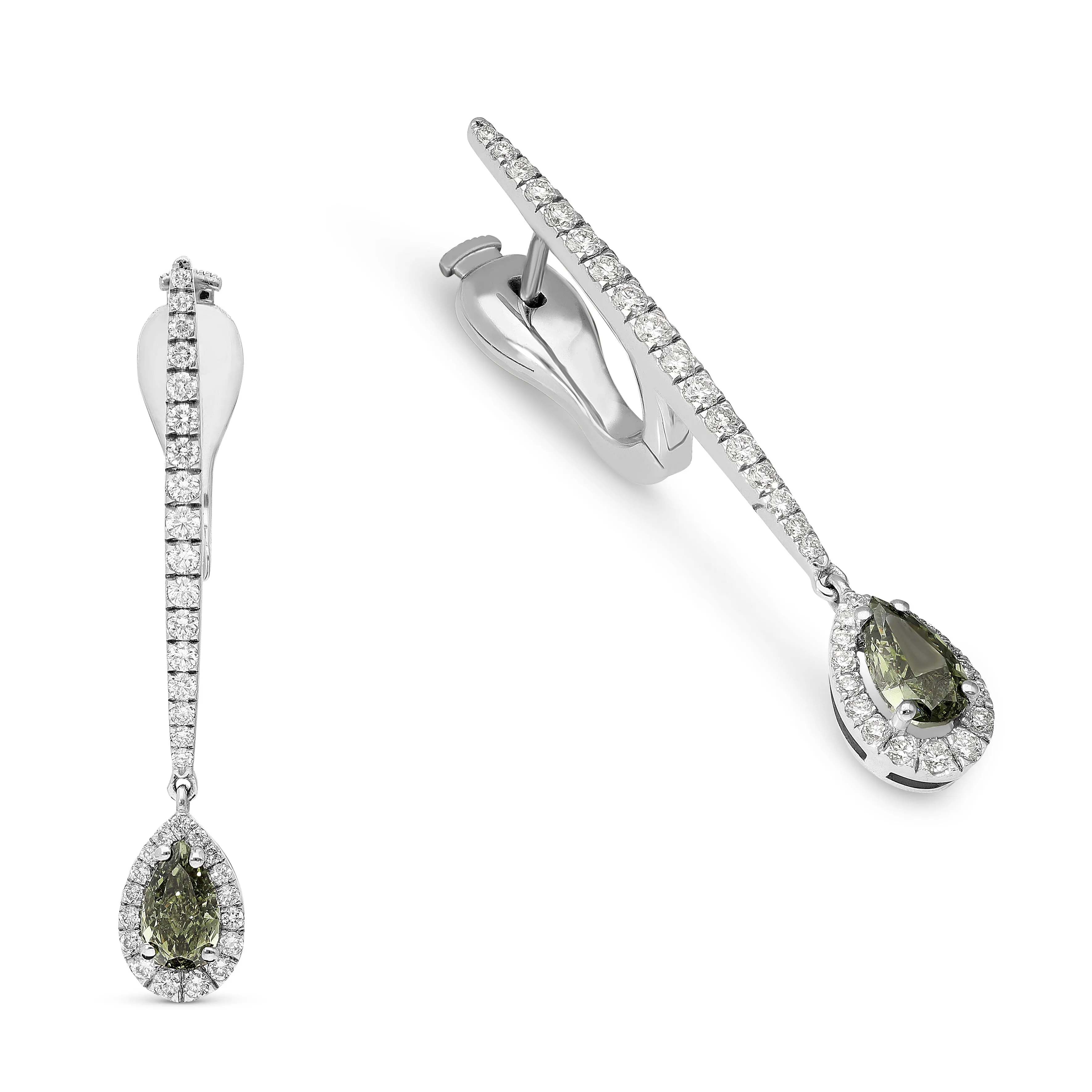 Pear Shaped Fancy Diamond Drop Earring