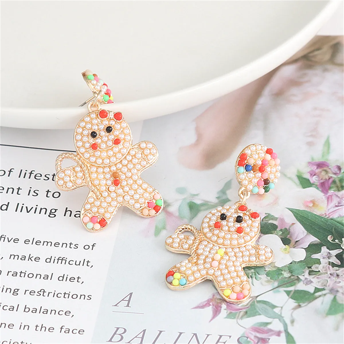 Pearl & 18K Gold-Plated Gingerbread Man Drop Earrings