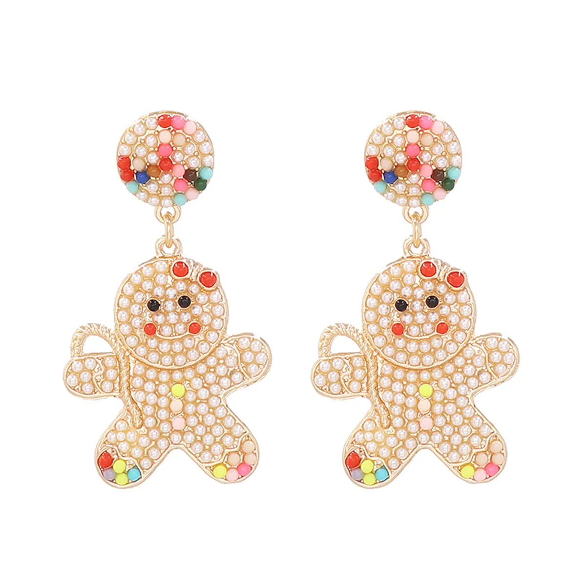 Pearl & 18K Gold-Plated Gingerbread Man Drop Earrings