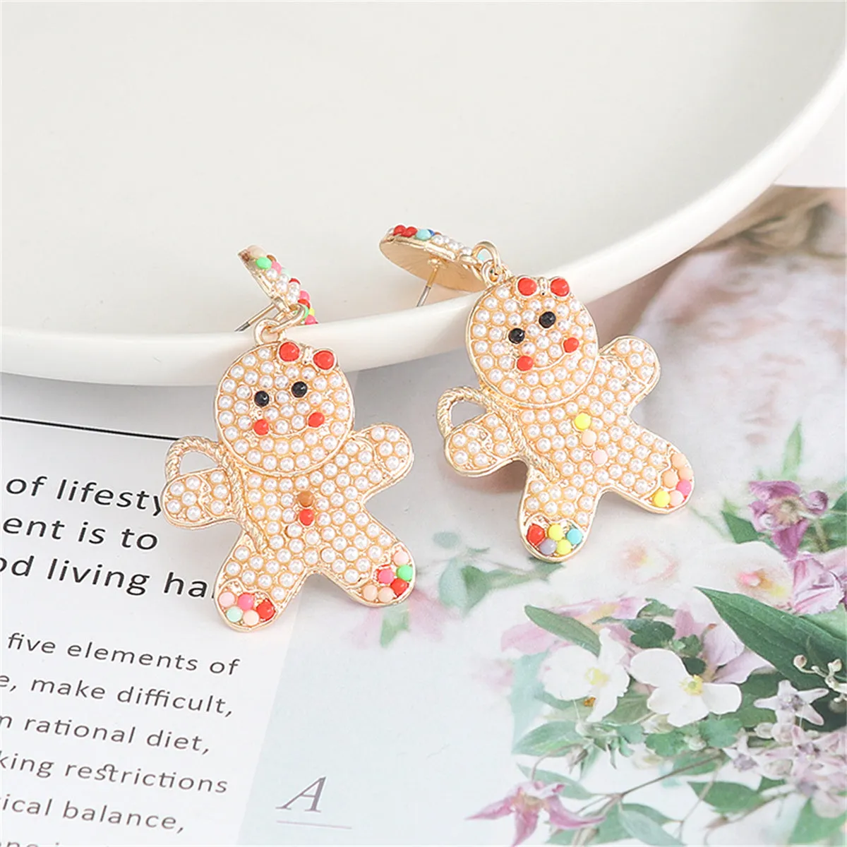 Pearl & 18K Gold-Plated Gingerbread Man Drop Earrings