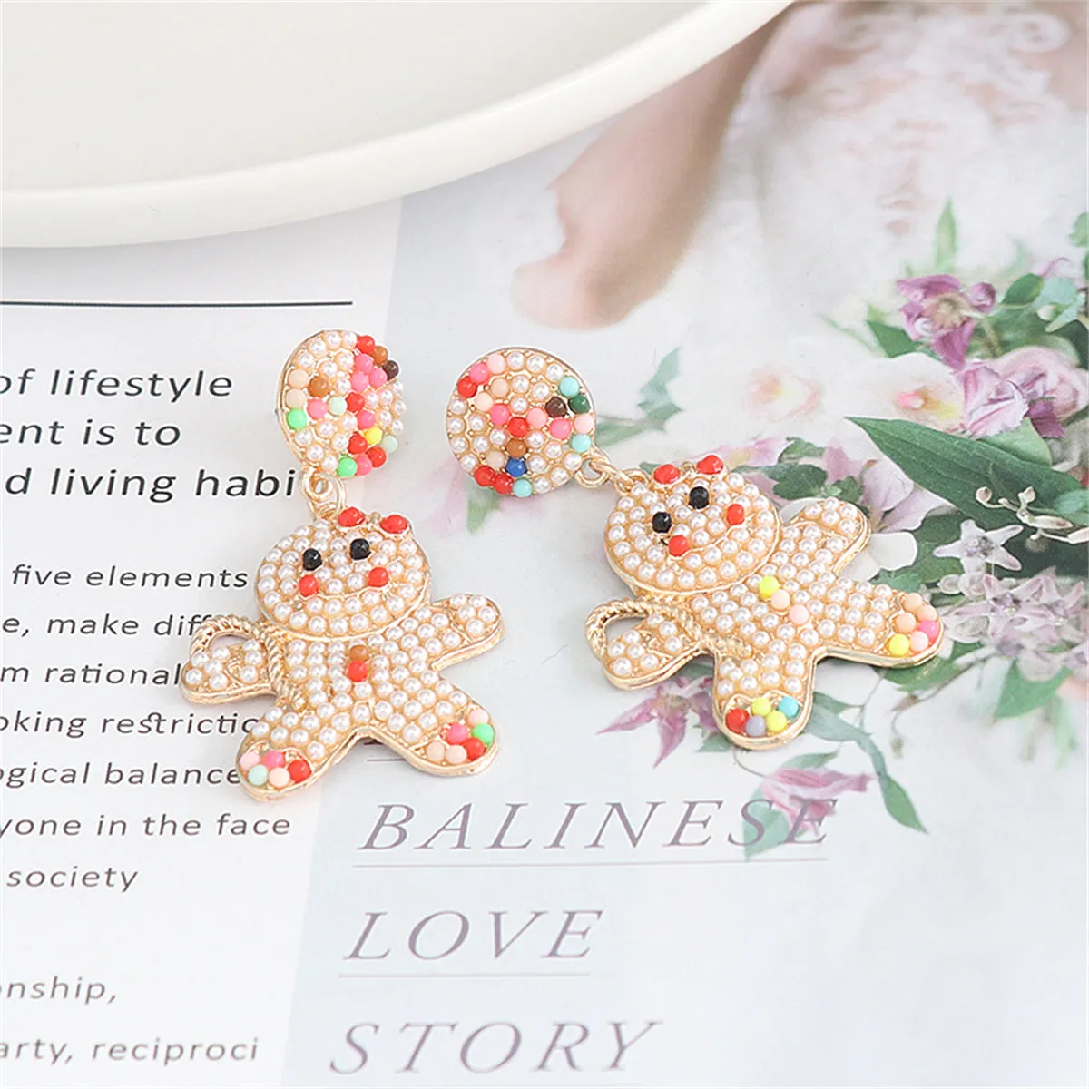 Pearl & 18K Gold-Plated Gingerbread Man Drop Earrings