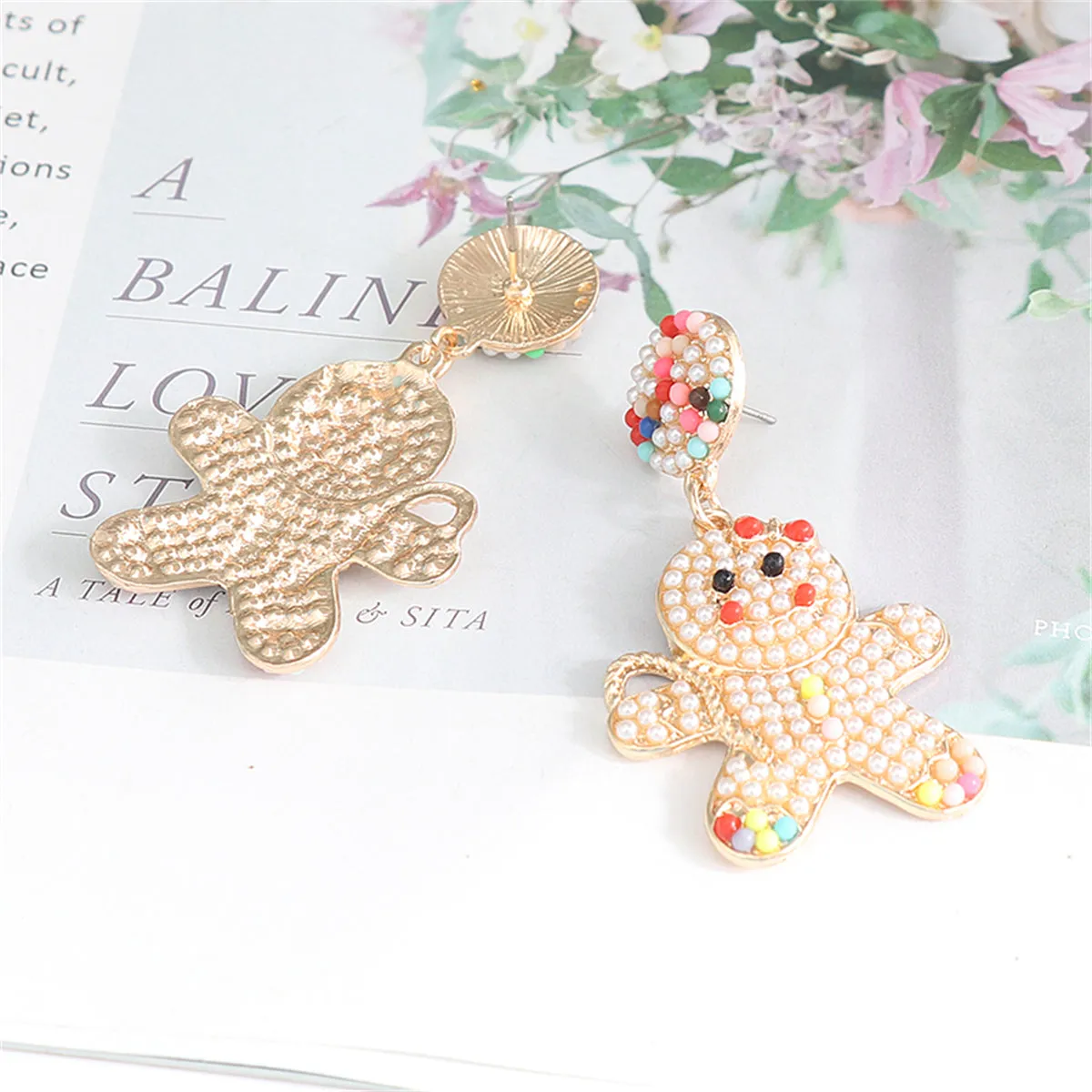 Pearl & 18K Gold-Plated Gingerbread Man Drop Earrings